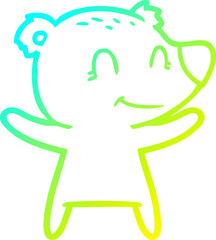 cold gradient line drawing smiling bear cartoon