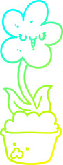 cold gradient line drawing cute cartoon flower