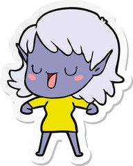sticker of a cartoon elf girl