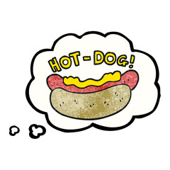 thought bubble textured cartoon hotdog
