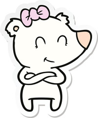 sticker of a female polar bear cartoon