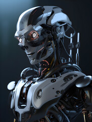 Fototapeta premium A Humanoid Cyborg Robot Created by Generative AI