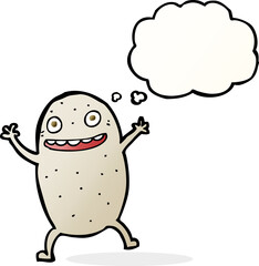 cartoon happy potato with thought bubble