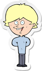 sticker of a cartoon happy boy