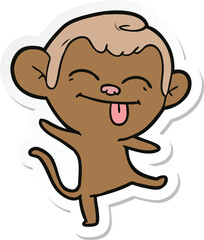 sticker of a funny cartoon monkey dancing