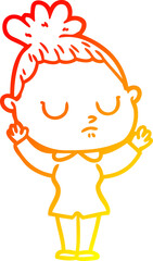 warm gradient line drawing cartoon calm woman