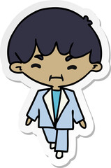 sticker cartoon kawaii cute boy in suit
