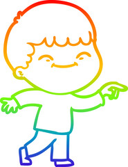 rainbow gradient line drawing cartoon smiling boy