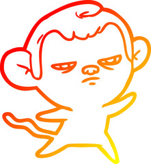 Obraz premium warm gradient line drawing cartoon annoyed monkey