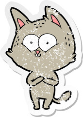 distressed sticker of a cartoon cat