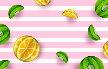 Summer background with lemons