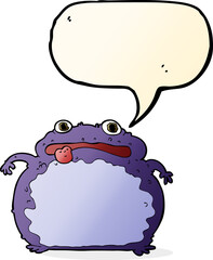 cartoon funny frog with speech bubble
