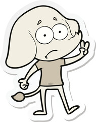 sticker of a cartoon unsure elephant