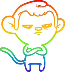 rainbow gradient line drawing cartoon monkey