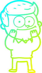 cold gradient line drawing cartoon happy man