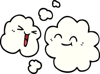 cartoon doodle white happy clouds