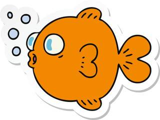 sticker of a quirky hand drawn cartoon fish