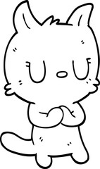 line drawing cartoon happy cat