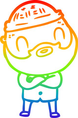 rainbow gradient line drawing cartoon bearded man