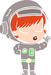flat color style cartoon pretty astronaut girl