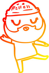 warm gradient line drawing cute cartoon man with beard