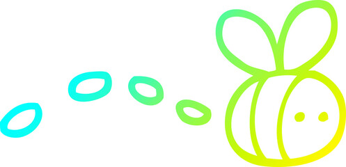 cold gradient line drawing cartoon buzzing bee