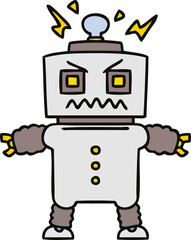 quirky hand drawn cartoon robot