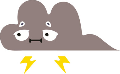 flat color retro cartoon storm cloud