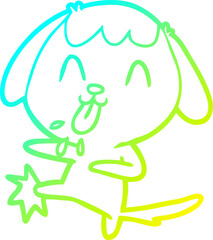 cold gradient line drawing cute cartoon dog