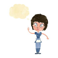 cartoon maid with thought bubble