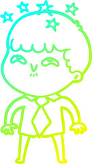 cold gradient line drawing cartoon amazed boy