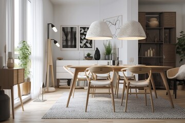 modern dinning room interior with furniture