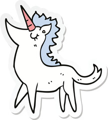 sticker of a cartoon unicorn