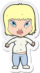 sticker of a cartoon overweight woman
