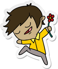 sticker cartoon of kawaii cute boy