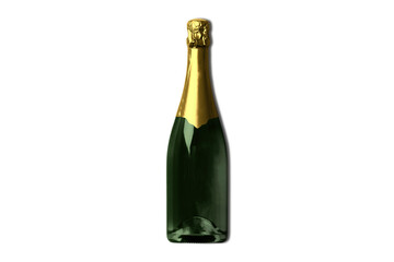 Realistic illustration of champagne bottle on a white background. 3d rendering.