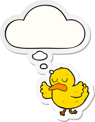 cartoon duck and thought bubble as a printed sticker