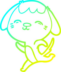 cold gradient line drawing happy cartoon dog