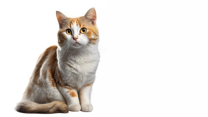 White-red cat on a white background. Banner. generated by AI