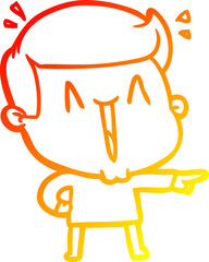 warm gradient line drawing cartoon excited man