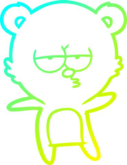 cold gradient line drawing bored bear cartoon