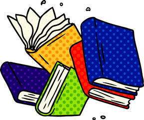 cartoon doodle of a collection of books