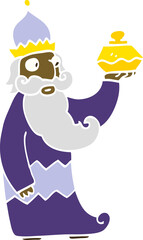 one of the three wise men flat color illustration cartoon