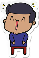 sticker of a cartoon excited man