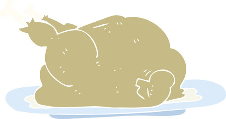 flat color illustration of a cartoon cooked chicken