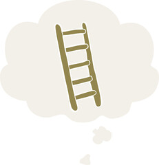 cartoon ladder and thought bubble in retro style