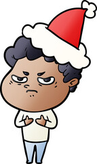 Obraz premium gradient cartoon of a angry man wearing santa hat