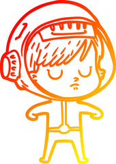 warm gradient line drawing cartoon astronaut woman