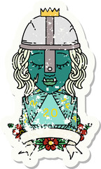 half orc fighter with natural twenty dice roll illustration