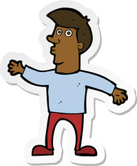 sticker of a cartoon worried man